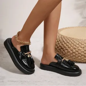 Bella Noir Platform Mules