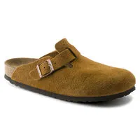 Birkenstock Boston Soft Foot Bed Suede Leather in Mink, Taupe, Mocha, Lime, Antique White & Elemental Blue