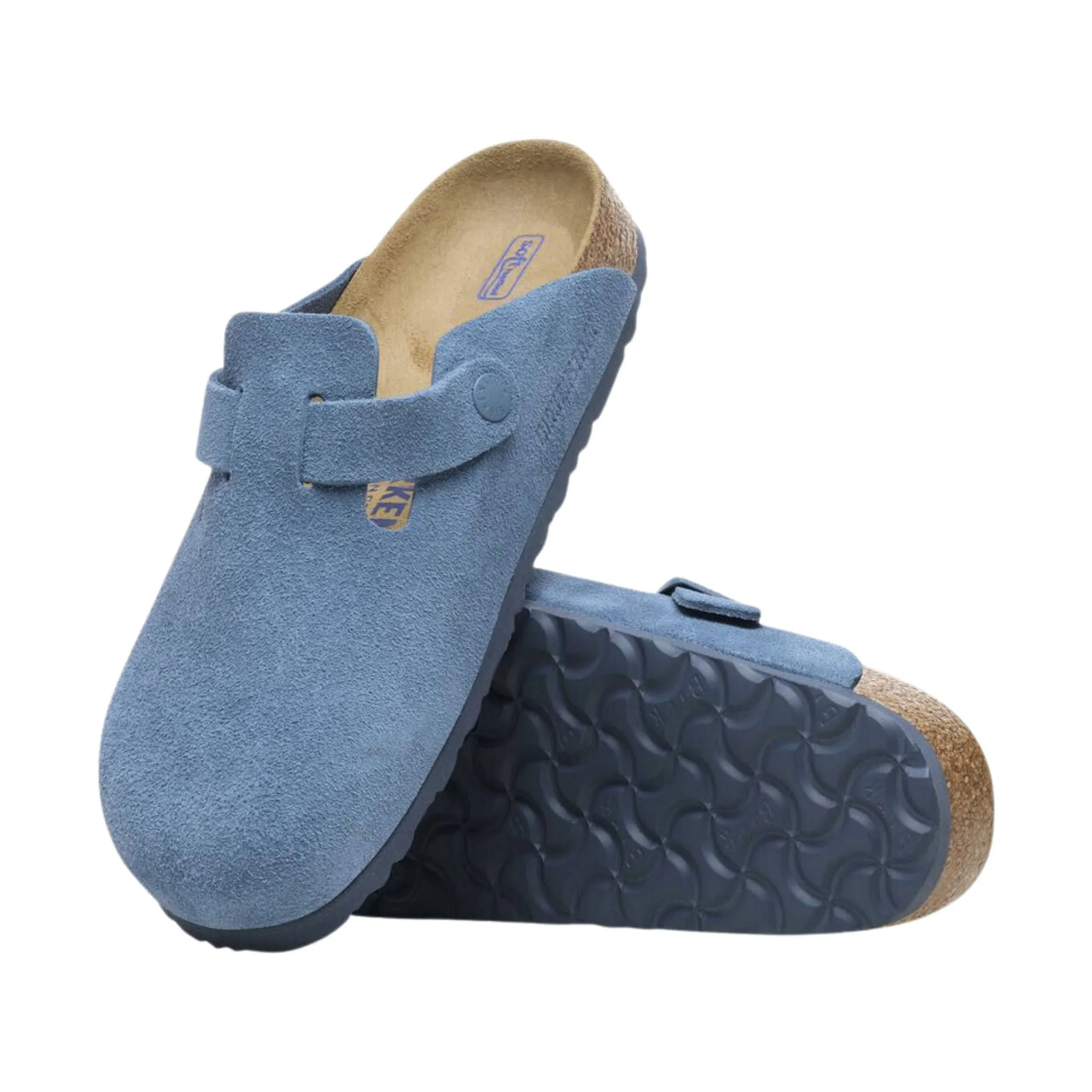 Birkenstock Boston Soft Footbed Suede Leather Clog - Elemental Blue