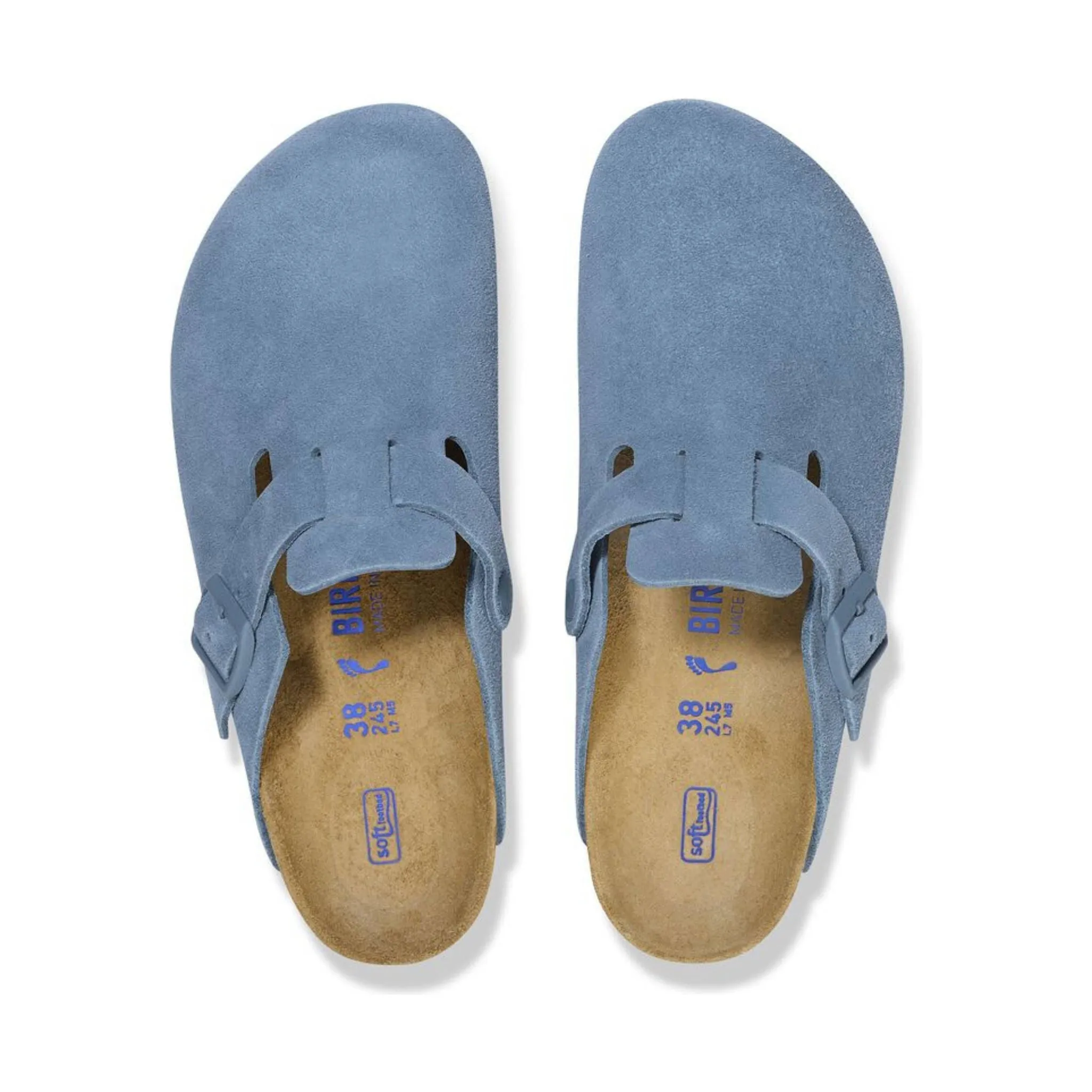Birkenstock Boston Soft Footbed Suede Leather Clog - Elemental Blue