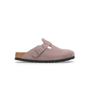 Birkenstock Boston Suede Leather Faded Purple Soft Footbed Clogs