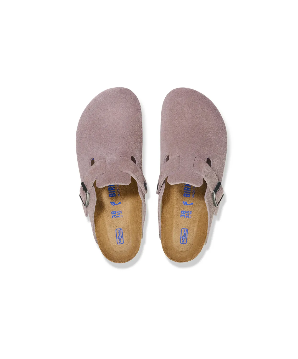 Birkenstock Boston Suede Leather Faded Purple Soft Footbed Clogs