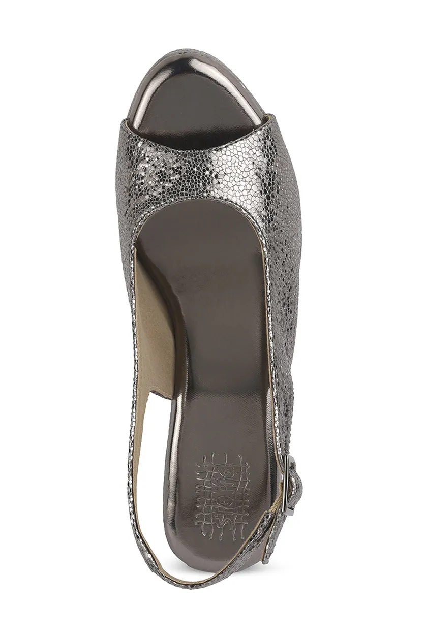 Blingy Peeptoe Backstrap Wedges Gold