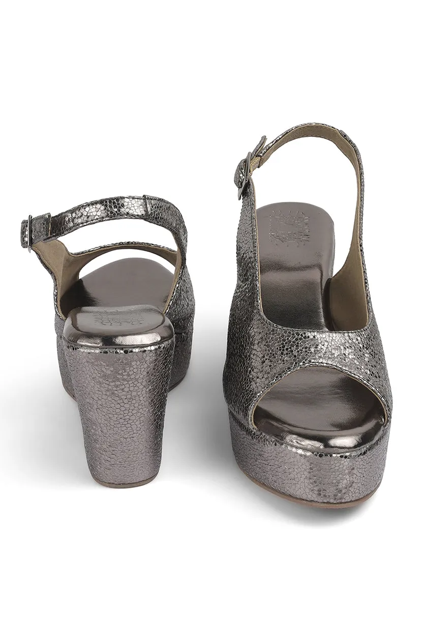 Blingy Peeptoe Backstrap Wedges Gold