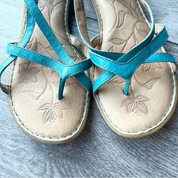 Born Turquoise Strappy Flat Leather Sandal