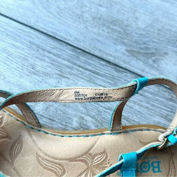 Born Turquoise Strappy Flat Leather Sandal