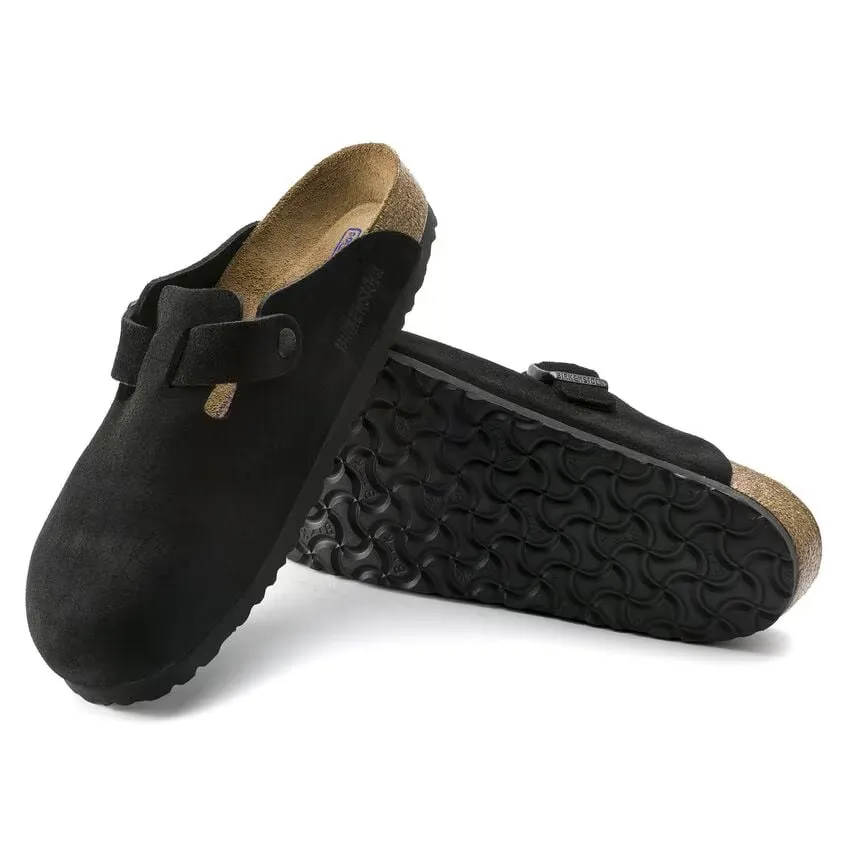 Boston Soft Footbed Suede Leather - Narrow Footbed - Black