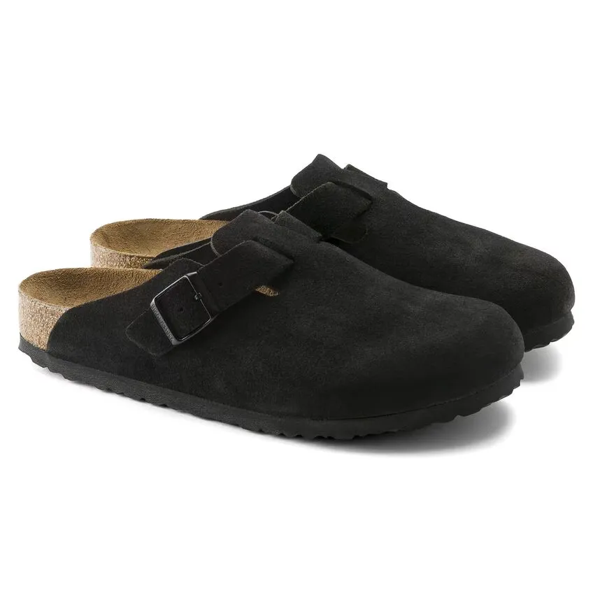 Boston Soft Footbed Suede Leather - Narrow Footbed - Black