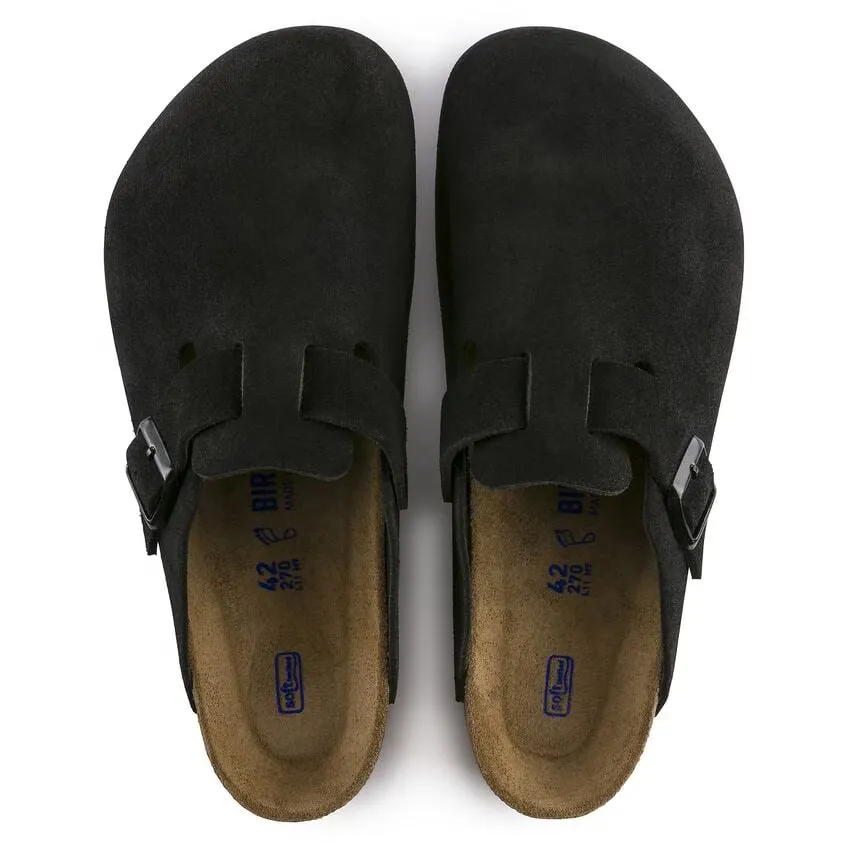 Boston Soft Footbed Suede Leather - Narrow Footbed - Black
