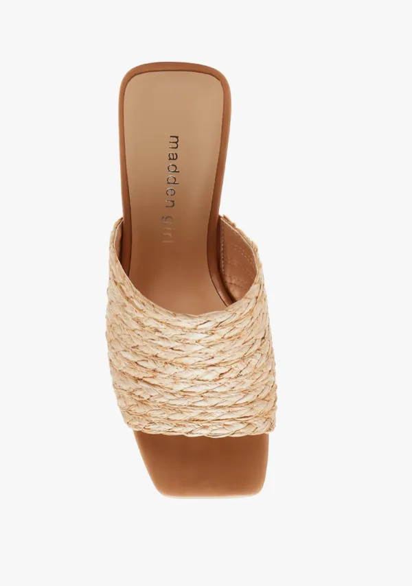 Braided Raffia Slip On Sandals