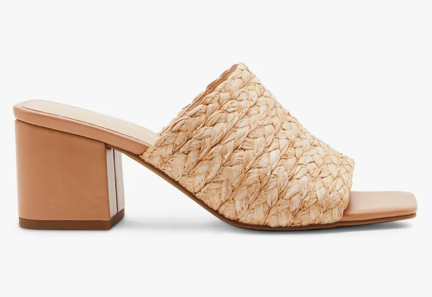 Braided Raffia Slip On Sandals