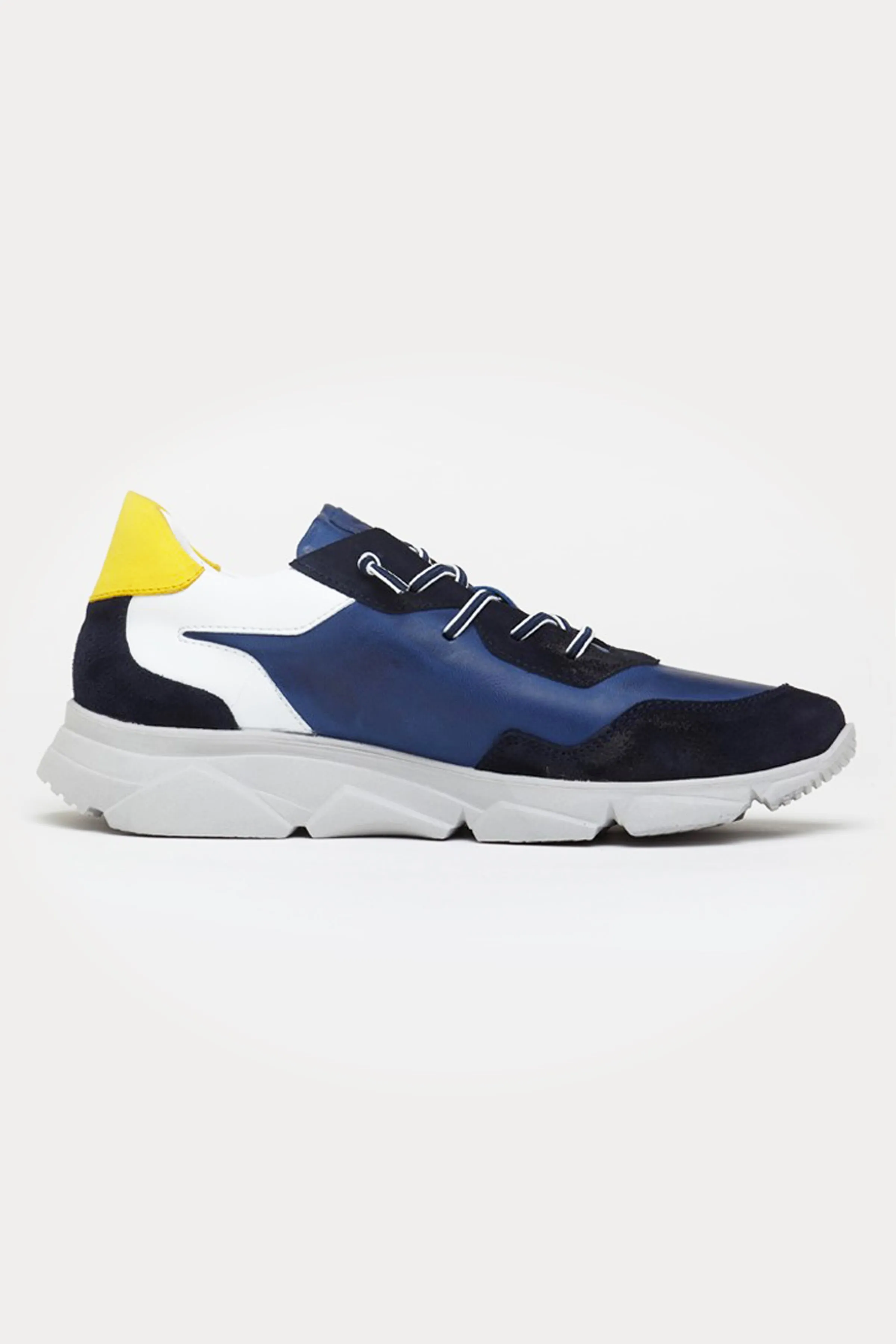 Cambridge Leather Trainers in Navy/Yellow
