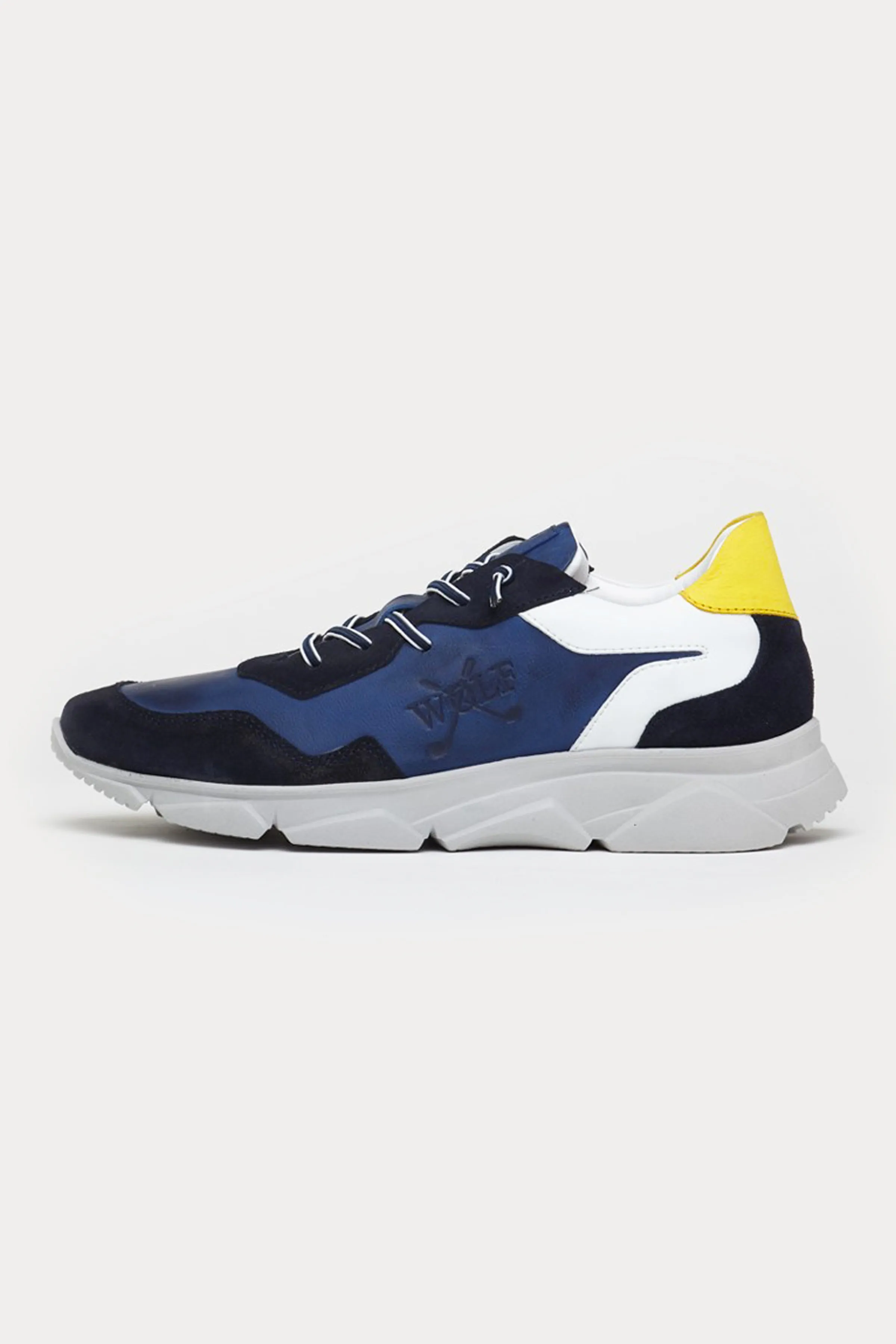 Cambridge Leather Trainers in Navy/Yellow
