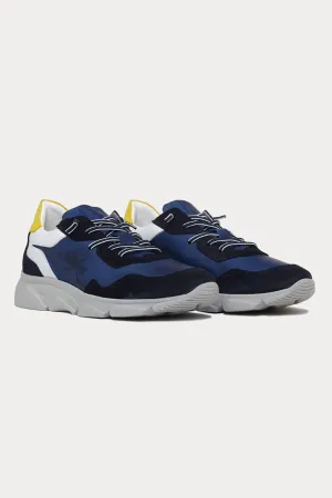 Cambridge Leather Trainers in Navy/Yellow