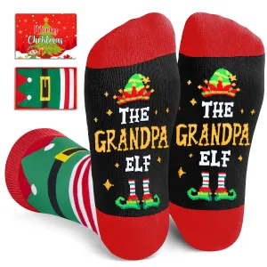 Christmas Gifts Stocking Socks for Men - Secret Santa Socks Xmas Stocking Stuffers for Him Grandpa - Grandpa Christmas Gifts In Red