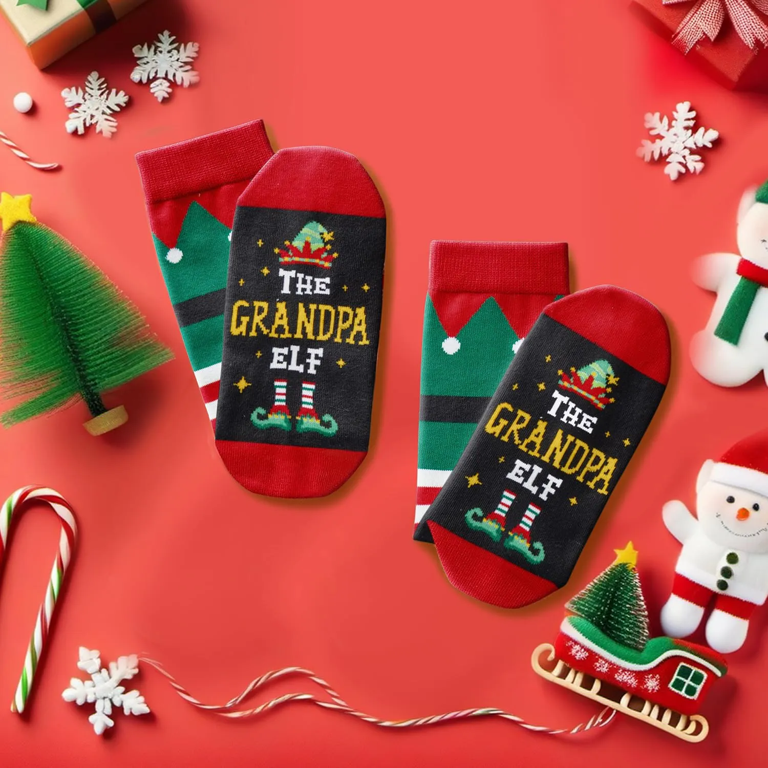 Christmas Gifts Stocking Socks for Men - Secret Santa Socks Xmas Stocking Stuffers for Him Grandpa - Grandpa Christmas Gifts In Red