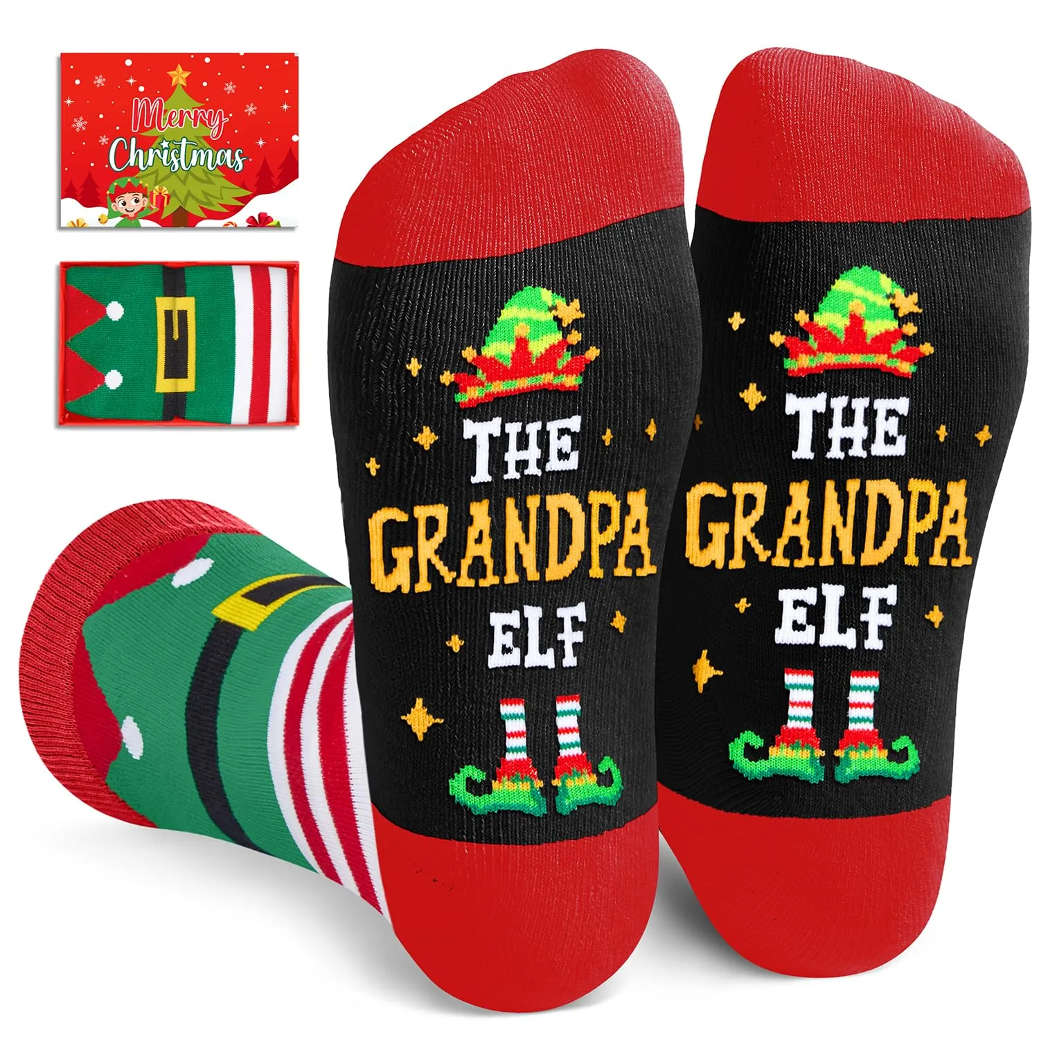 Christmas Gifts Stocking Socks for Men - Secret Santa Socks Xmas Stocking Stuffers for Him Grandpa - Grandpa Christmas Gifts In Red
