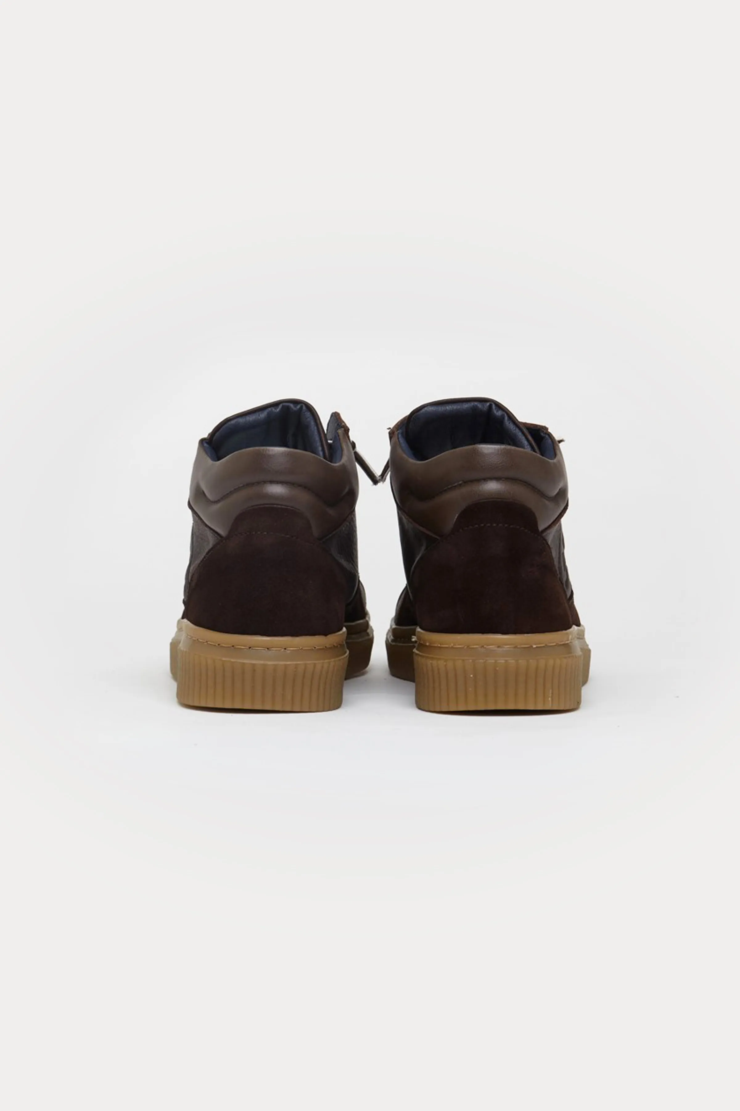 Clapham Leather High Top Trainers in Dark Brown