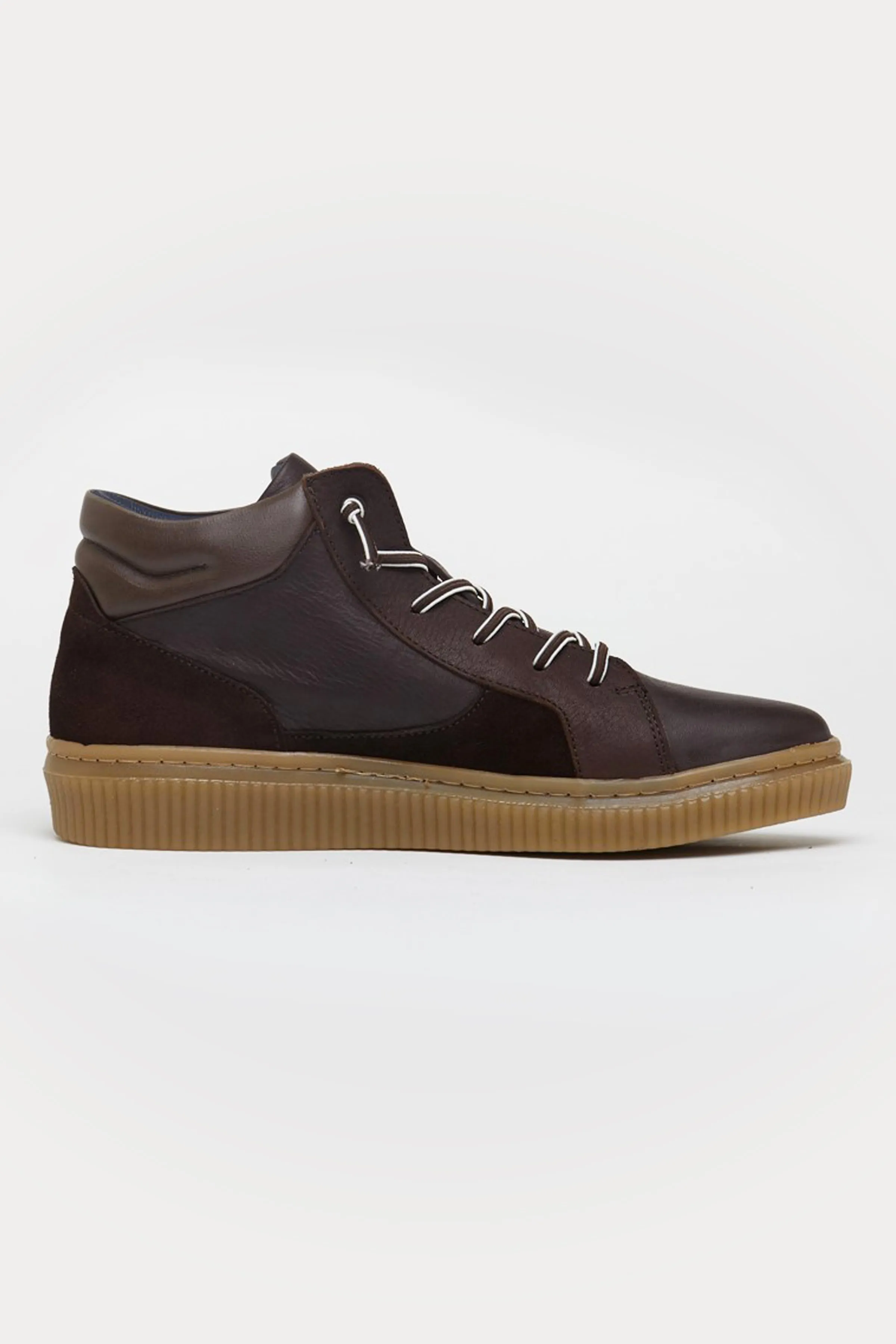 Clapham Leather High Top Trainers in Dark Brown