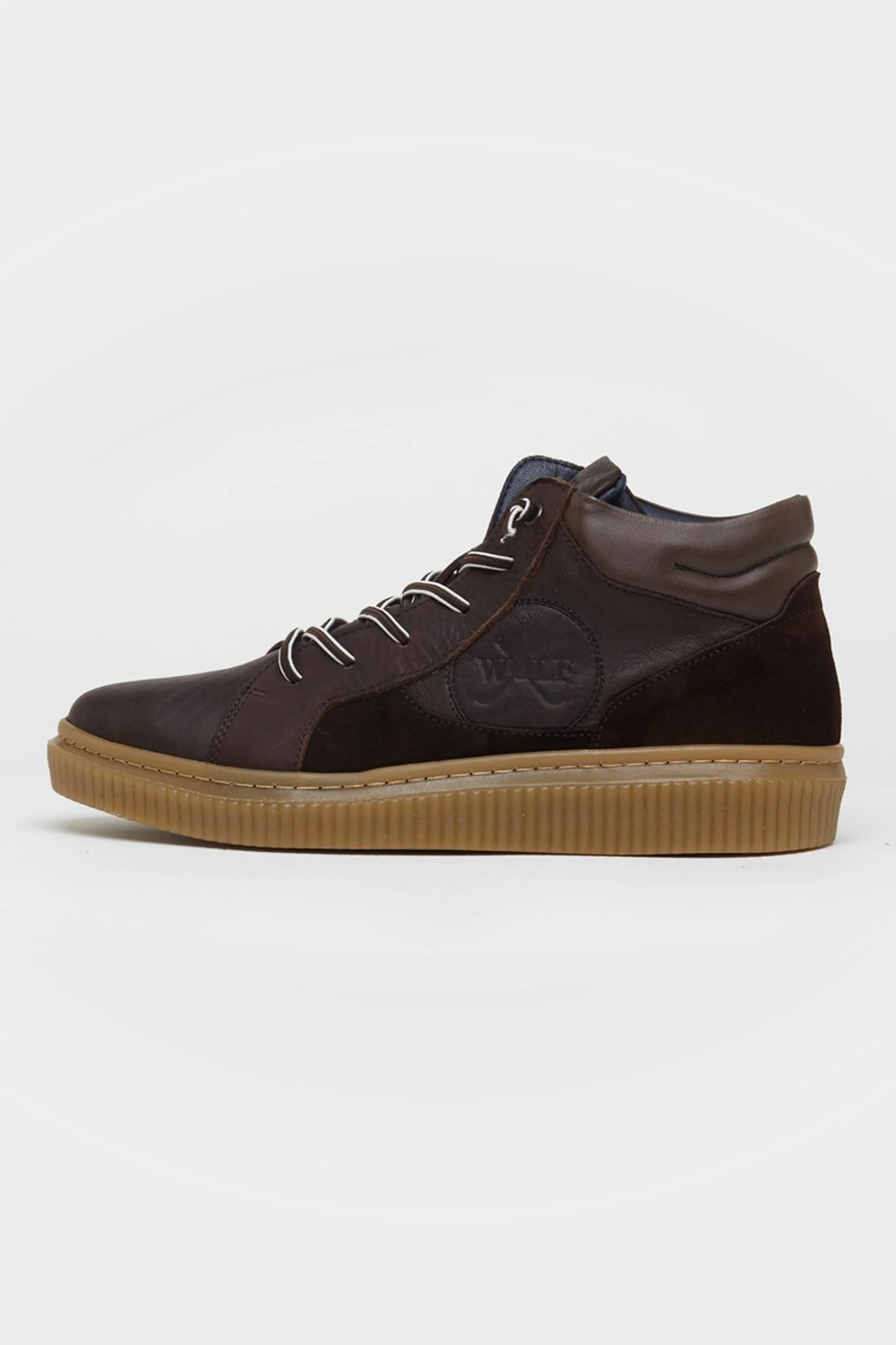 Clapham Leather High Top Trainers in Dark Brown