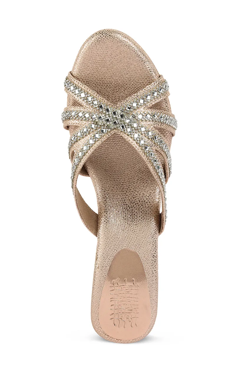 Crystal Slip on High Wedges Light Gold