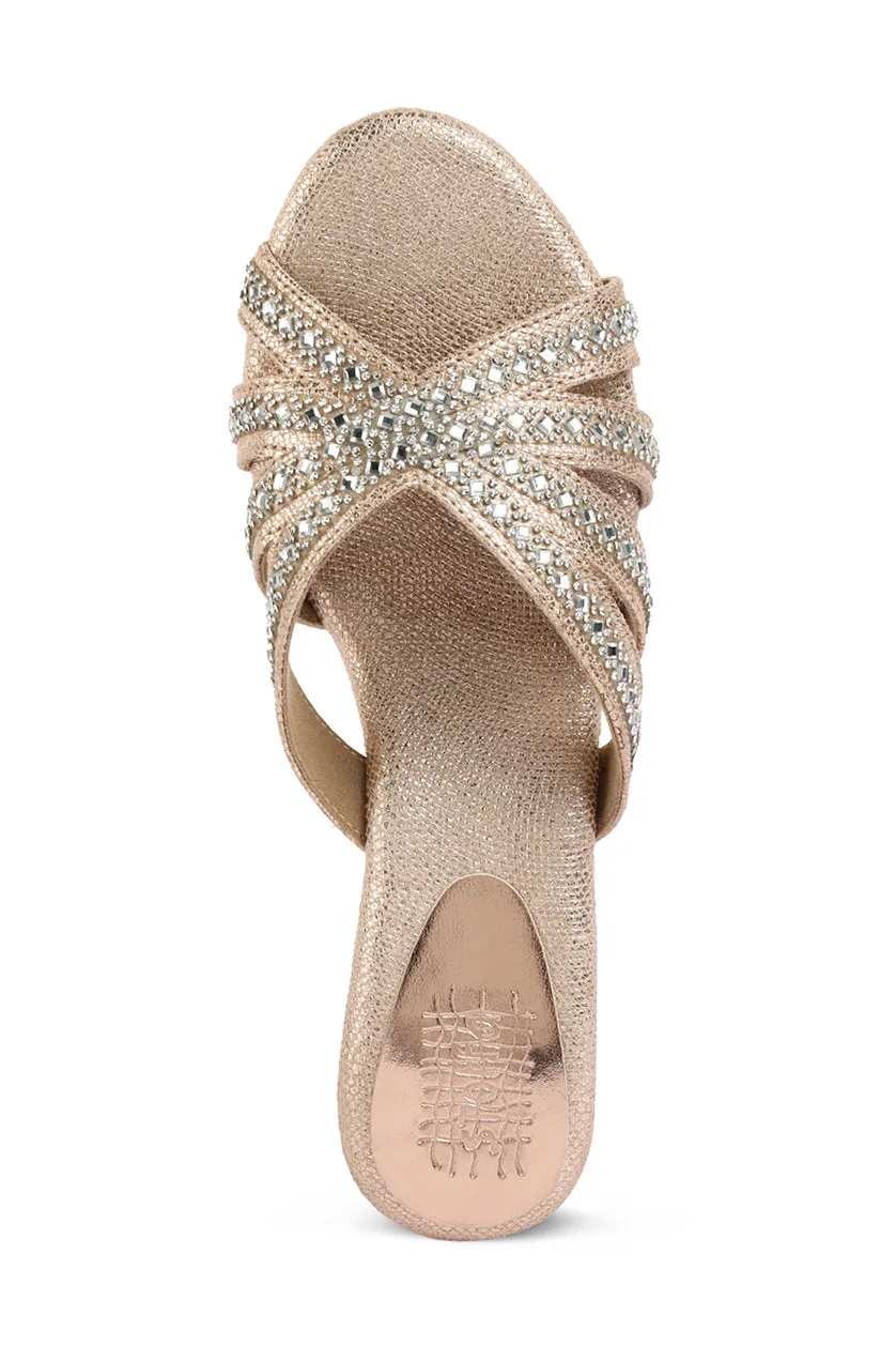 Crystal Slip on Low Wedges Light Gold