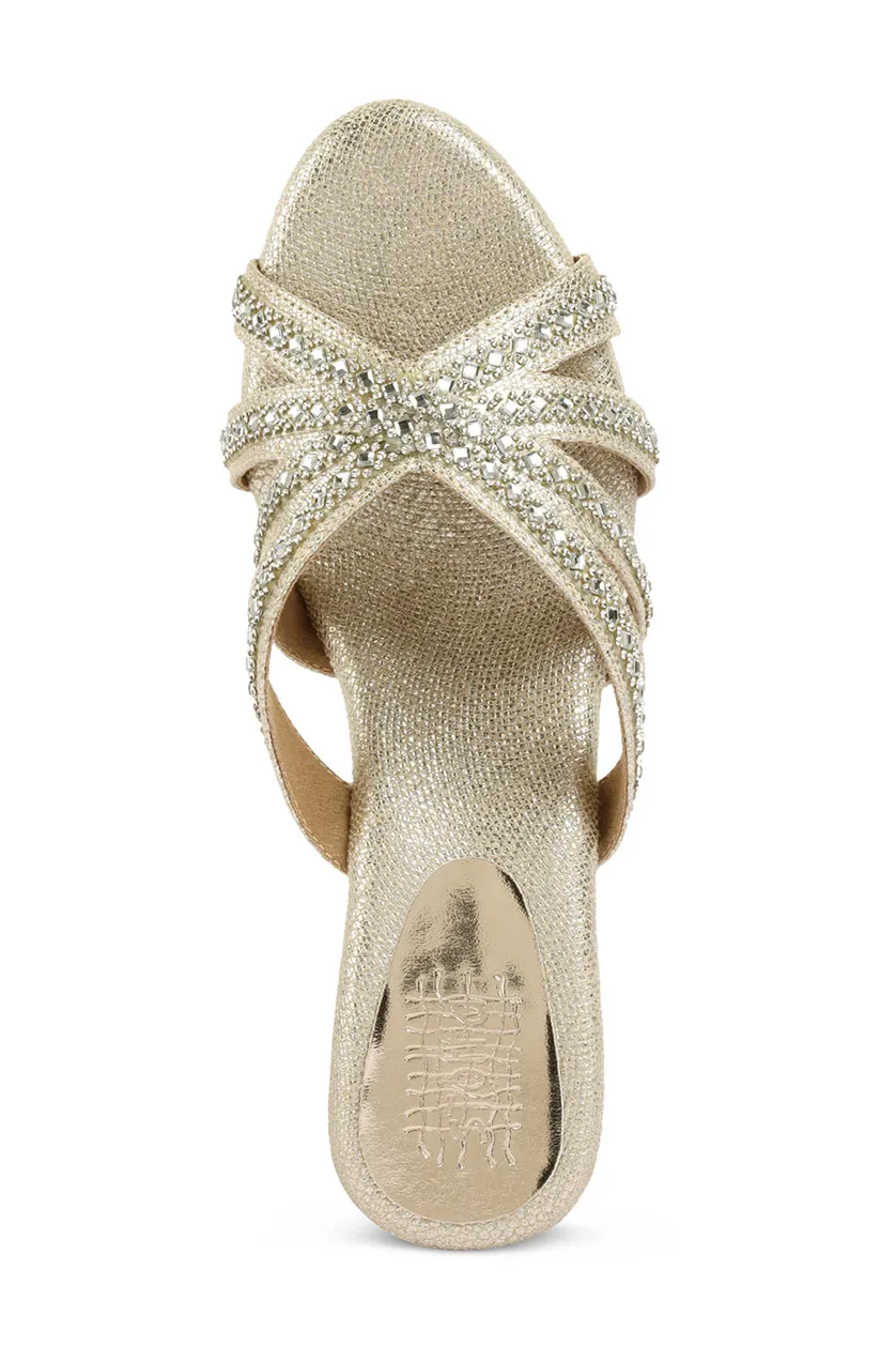 Crystal Slip on Low Wedges Light Gold