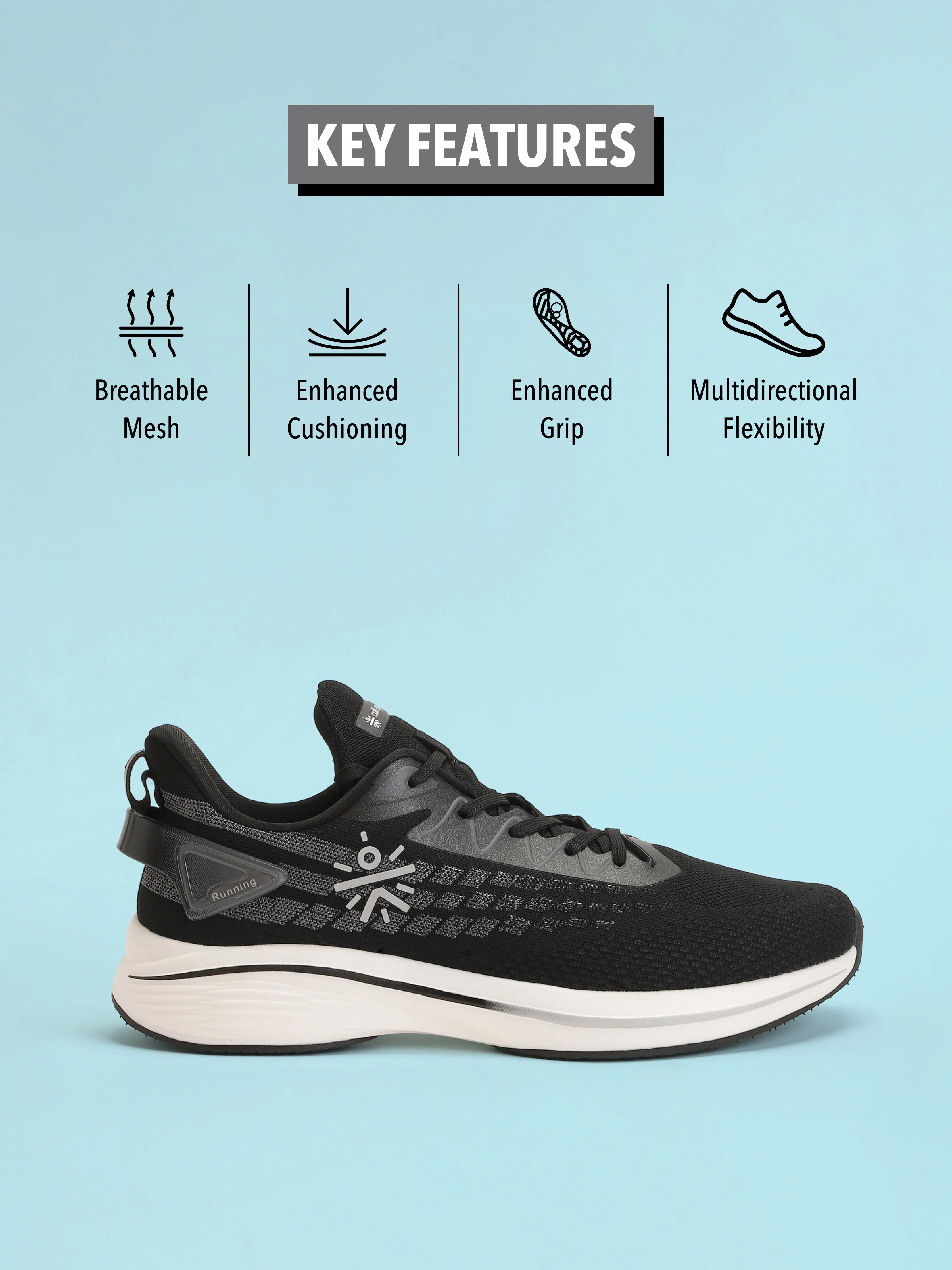 cult Active Men Running Shoes - Black