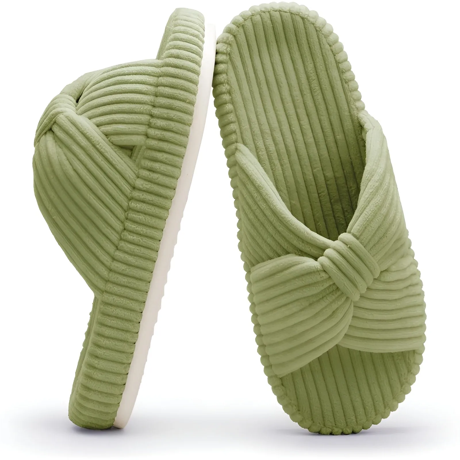 Cushioned Support Textured Corduroy Slide Slippers