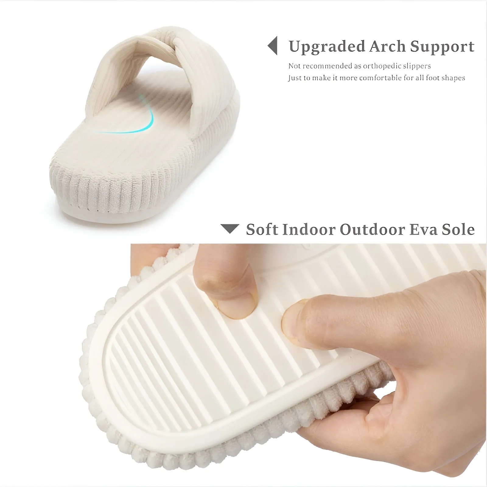 Cushioned Support Textured Corduroy Slide Slippers