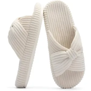Cushioned Support Textured Corduroy Slide Slippers