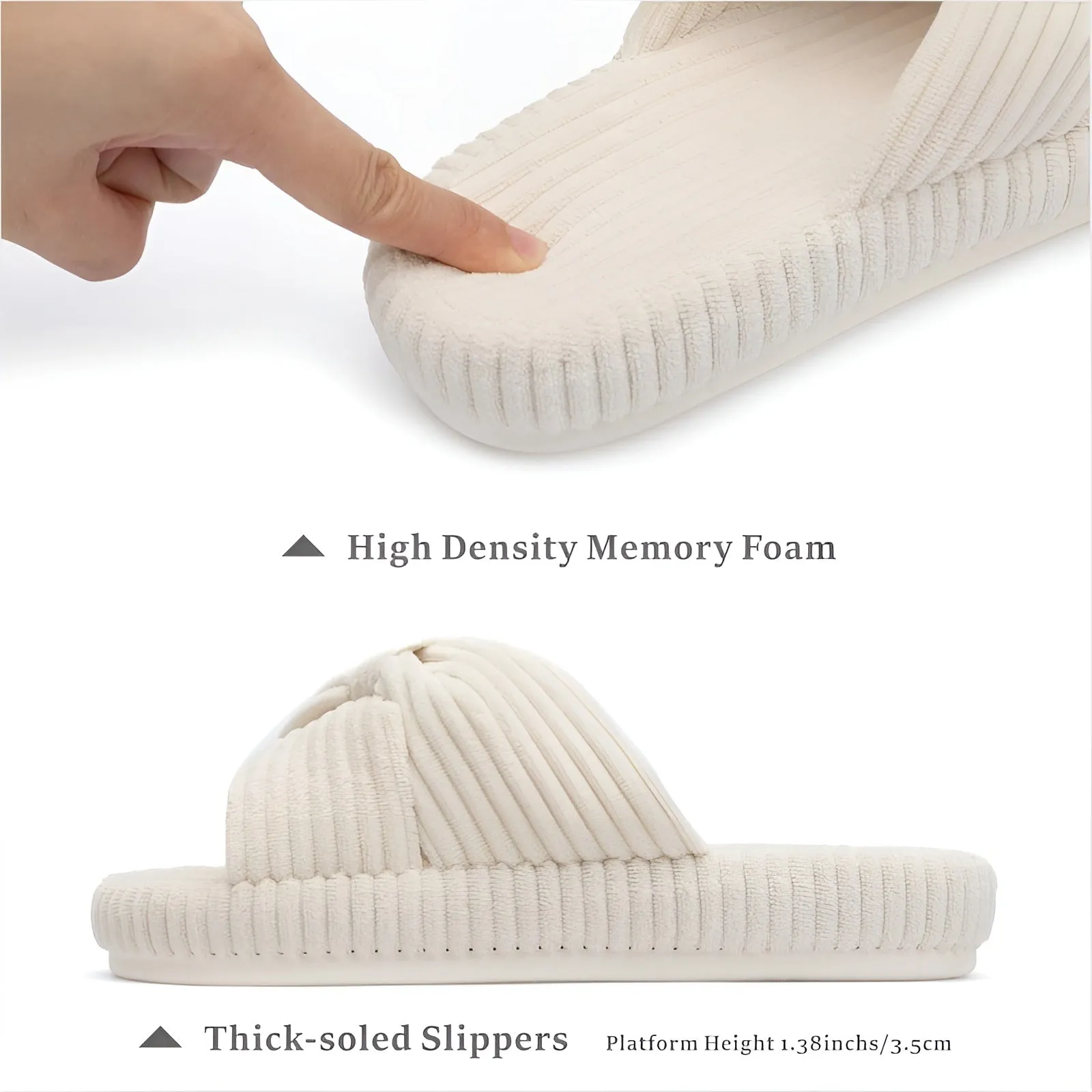 Cushioned Support Textured Corduroy Slide Slippers