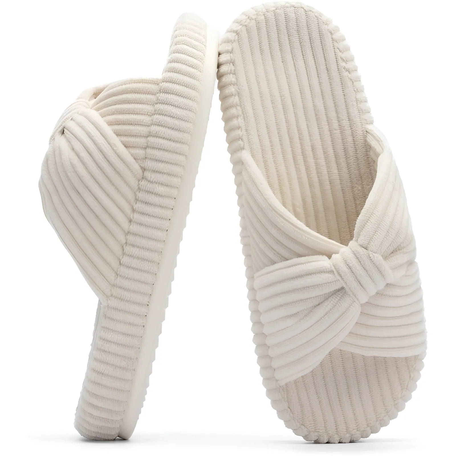 Cushioned Support Textured Corduroy Slide Slippers