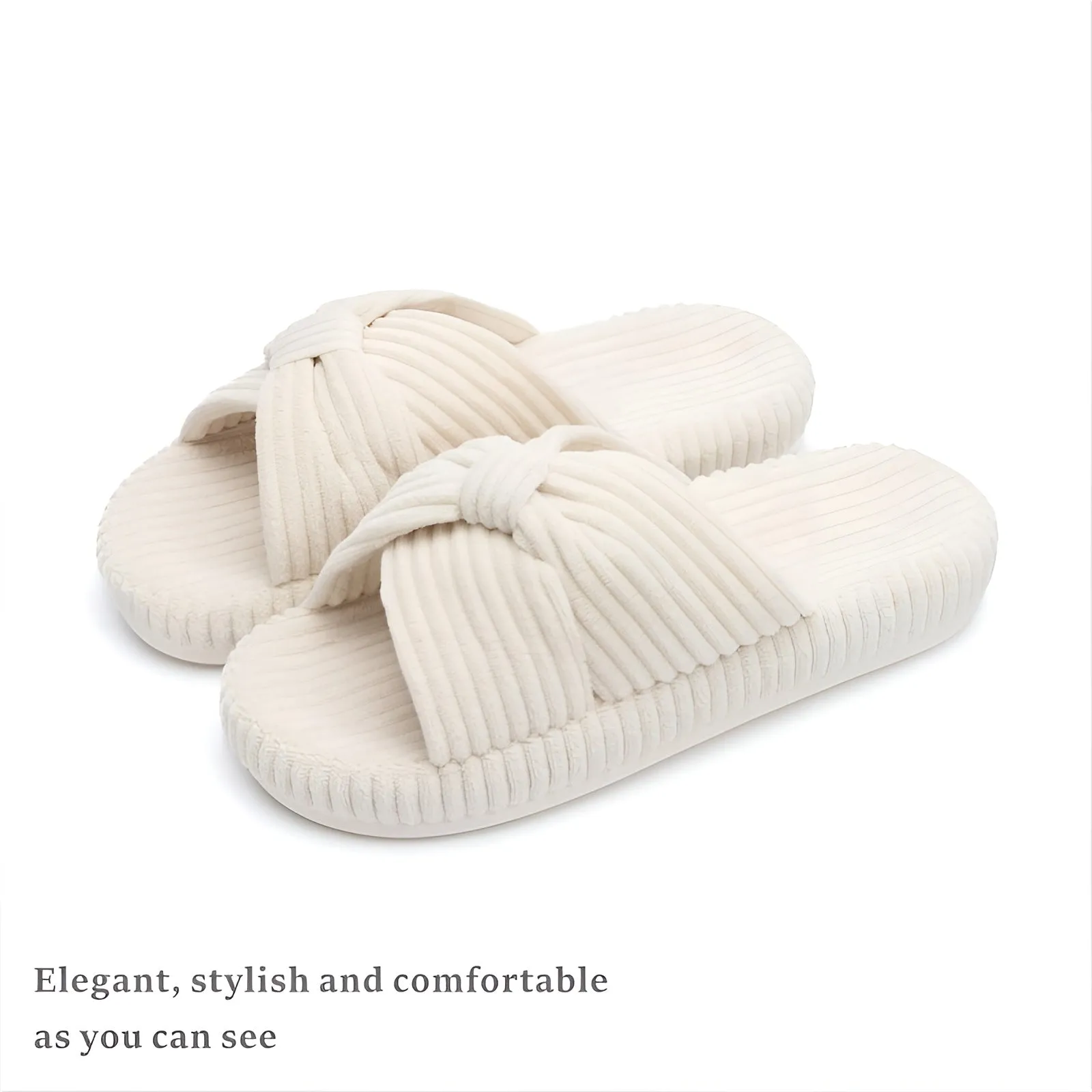 Cushioned Support Textured Corduroy Slide Slippers