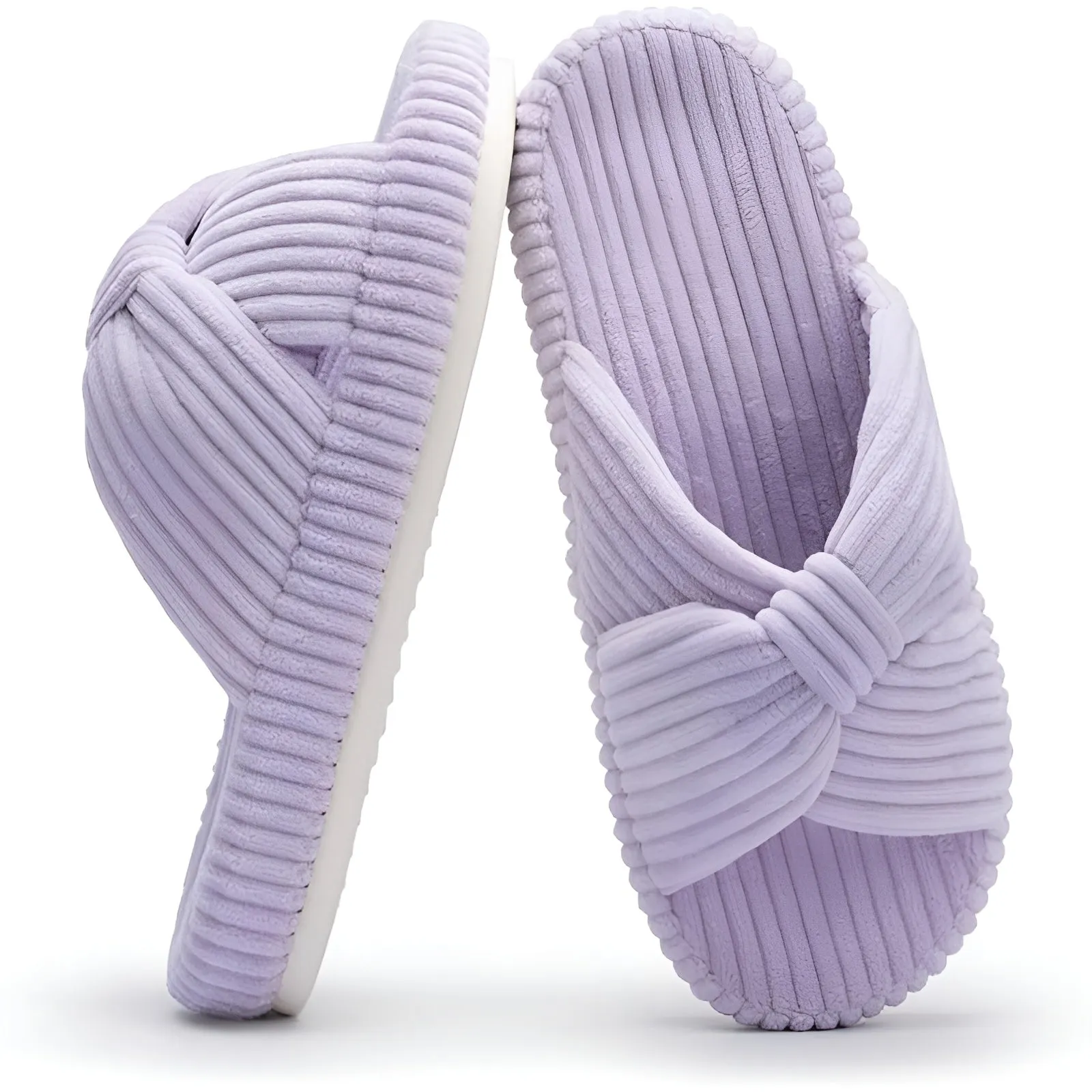 Cushioned Support Textured Corduroy Slide Slippers