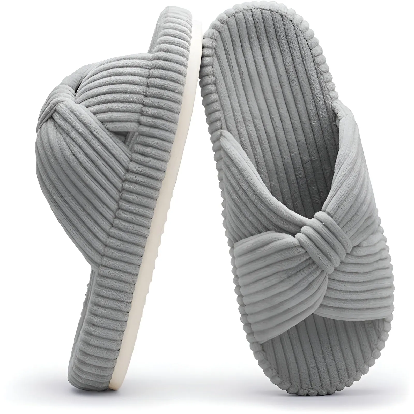 Cushioned Support Textured Corduroy Slide Slippers