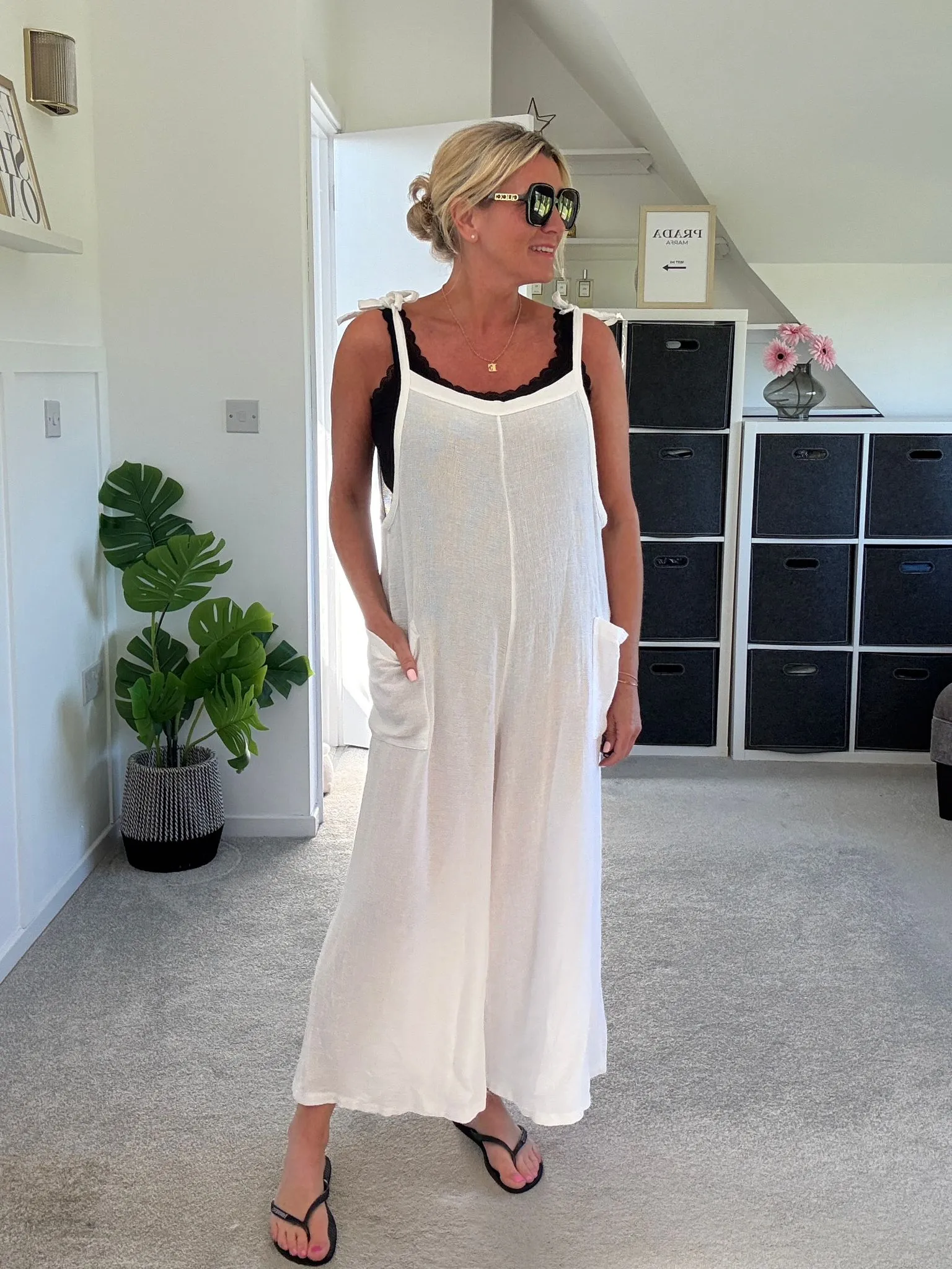 Dark Grey Washed Linen Adjustable Strap Jumpsuit