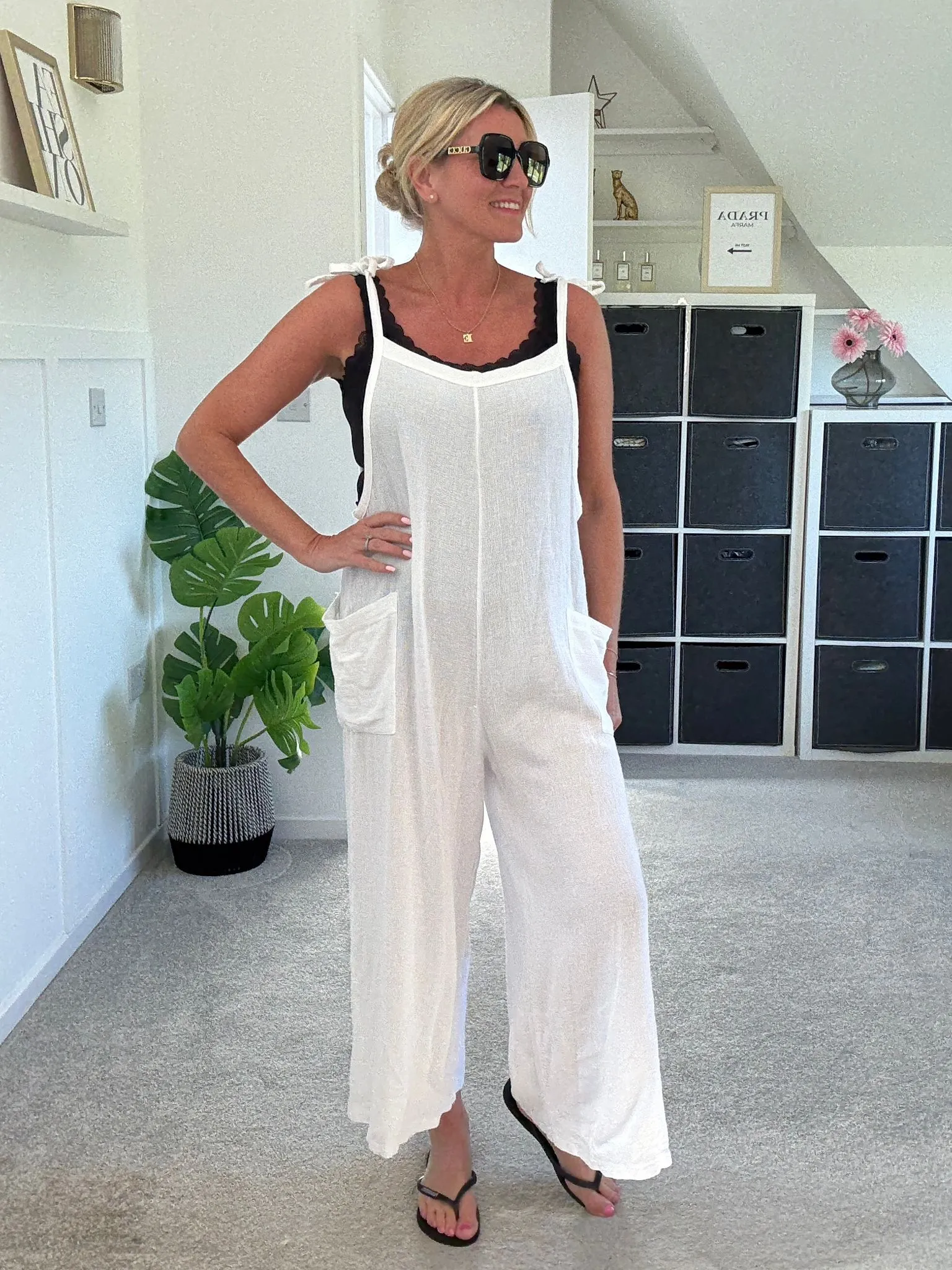 Dark Grey Washed Linen Adjustable Strap Jumpsuit