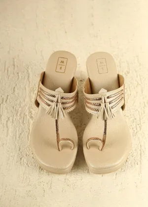 Deepika Champagne & Rose Gold Wedges