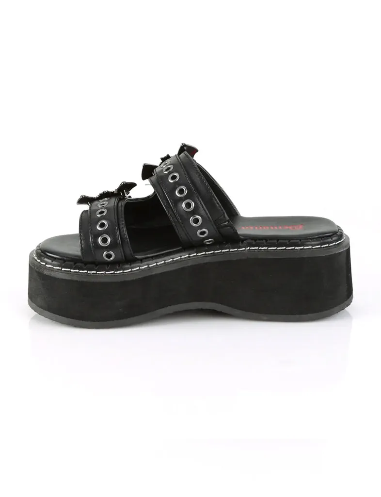 DEMONIA EMILY-100 - BLACK VEGAN LEATHER - WOMENS US SIZE 8
