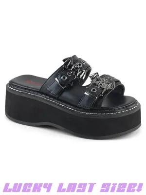 DEMONIA EMILY-100 - BLACK VEGAN LEATHER - WOMENS US SIZE 8