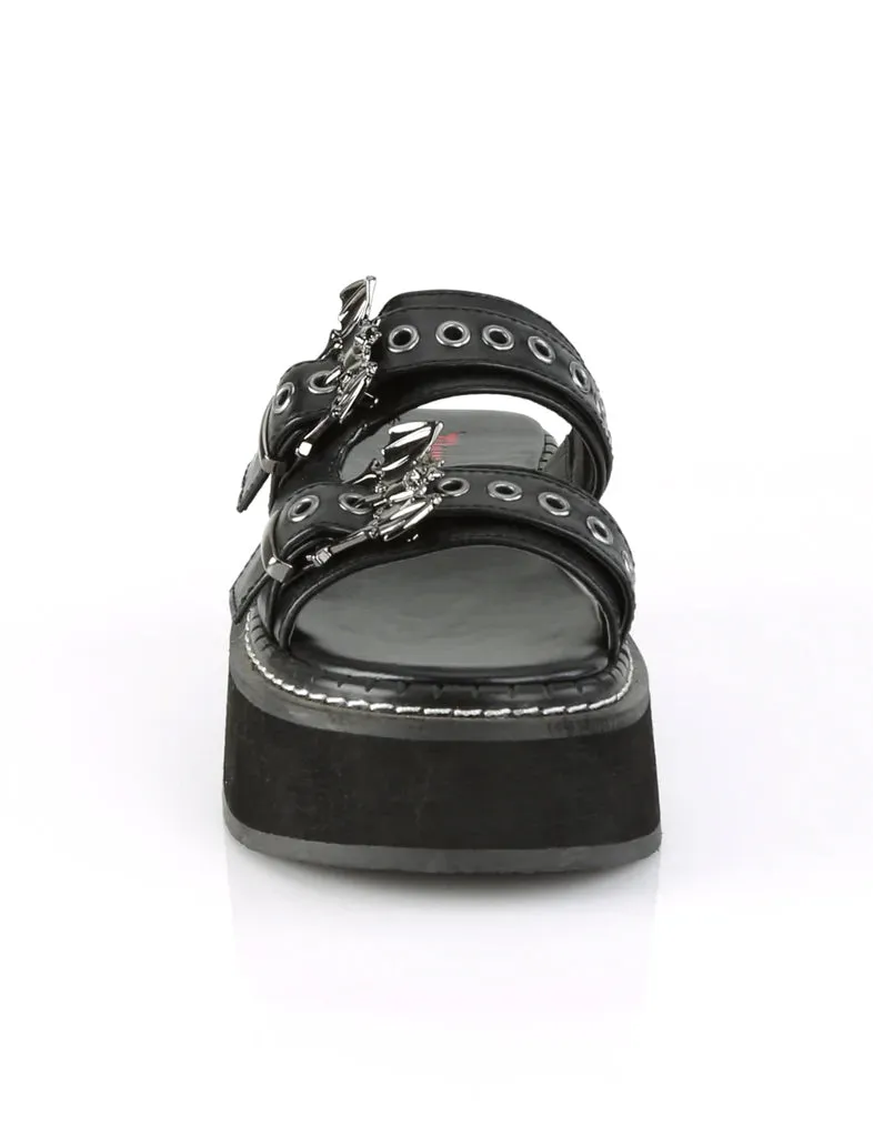 DEMONIA EMILY-100 - BLACK VEGAN LEATHER - WOMENS US SIZE 8