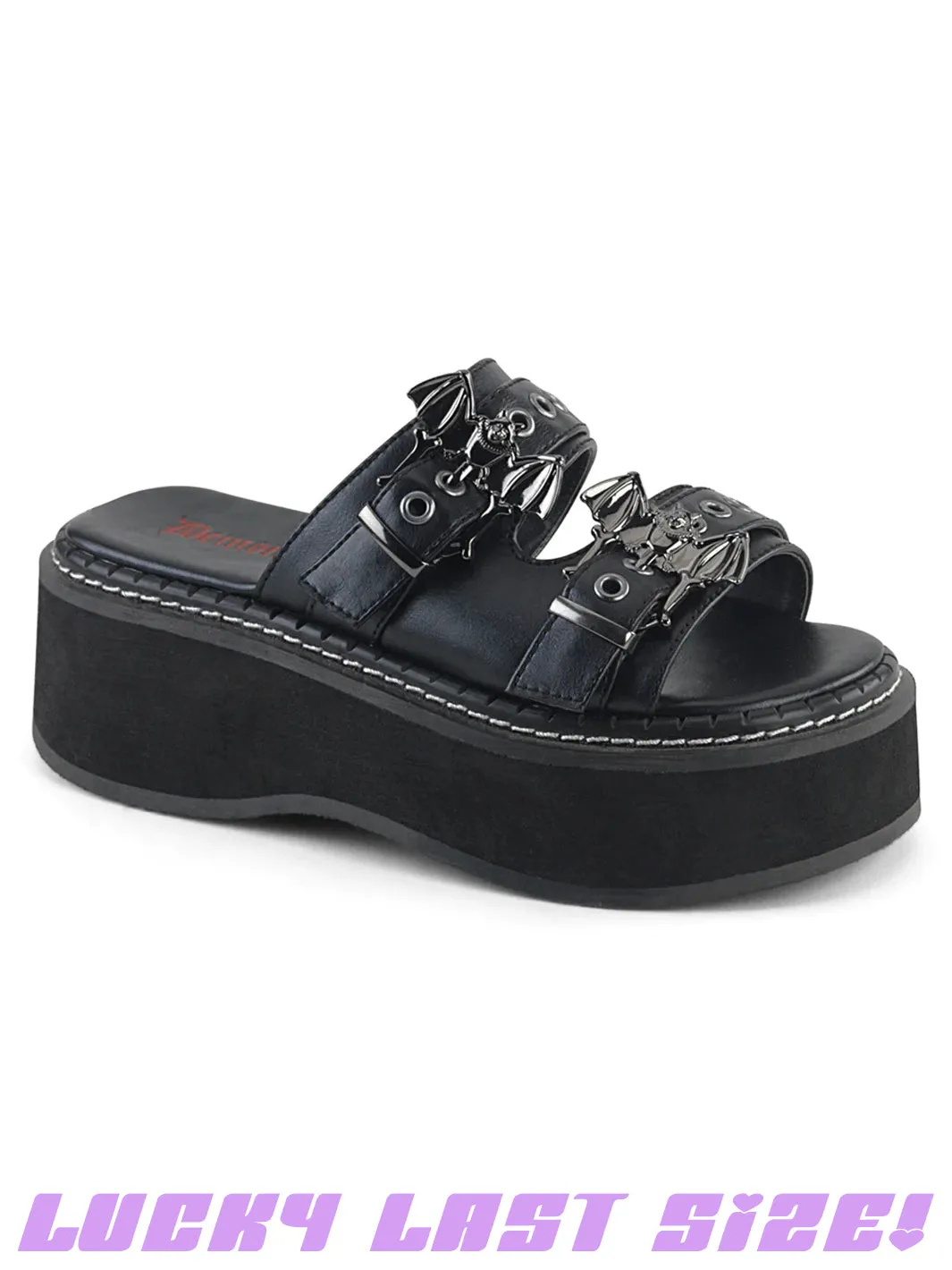 DEMONIA EMILY-100 - BLACK VEGAN LEATHER - WOMENS US SIZE 8