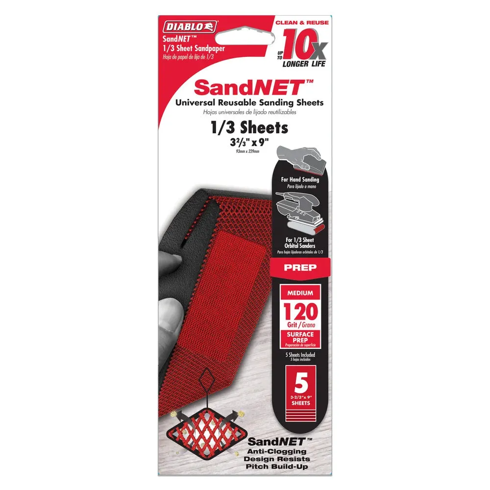 Diablo 3-2/3" x 9" SandNetTM Reusable Sanding Sheets (5 Pack)