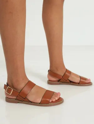 Double Thick Slingback Flat Sandal - Tan