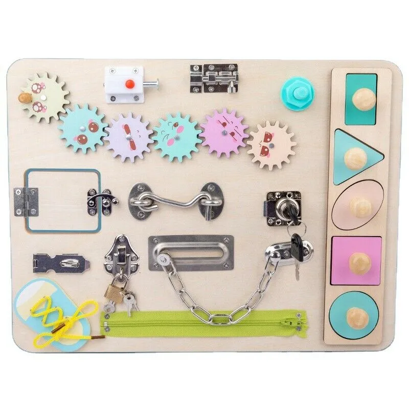 Early Educational Toy | Eco Wooden Toy | Montessori Wood Busy Board