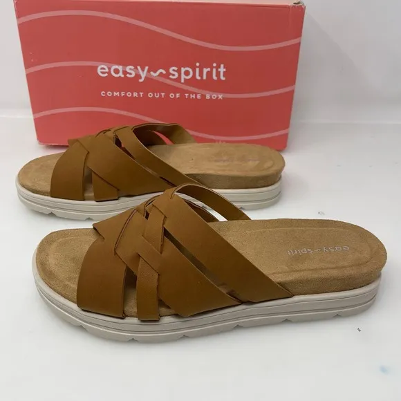 Easy Spirit Star Strap Sandal in New Ambra Synthetic (Medium Brown) Size 8 M NEW