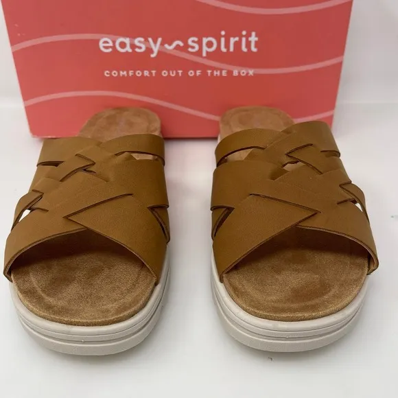Easy Spirit Star Strap Sandal in New Ambra Synthetic (Medium Brown) Size 8 M NEW