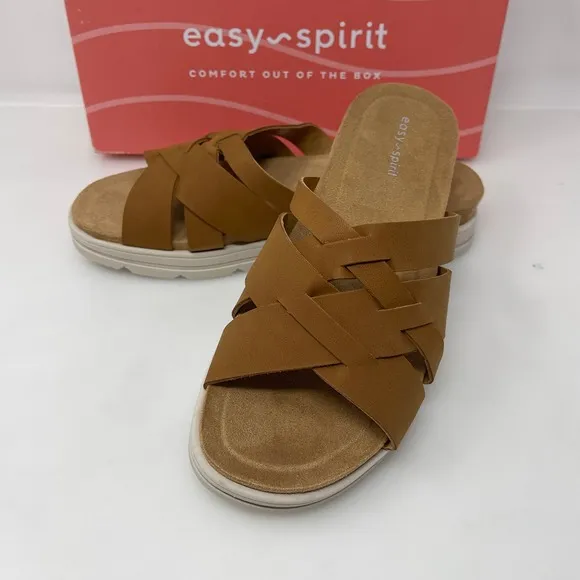 Easy Spirit Star Strap Sandal in New Ambra Synthetic (Medium Brown) Size 8 M NEW