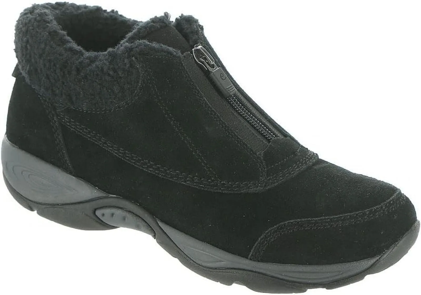 Easy Spirit Women's Exclaim Fuzzy Ankle Boot SEEXCLAIM Black Suede 9M